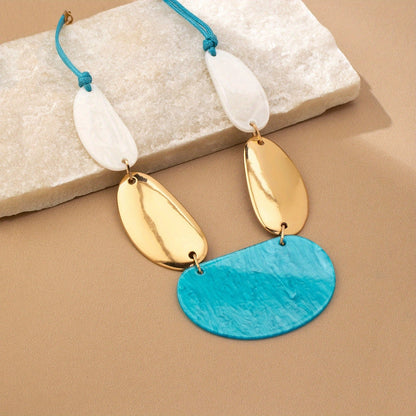 Turquoise & White Oval Statement Necklace