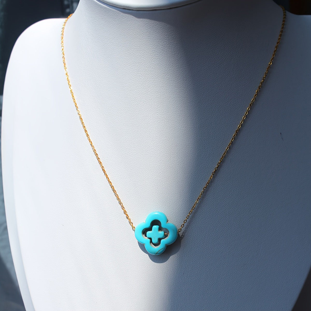 Turquoise Cross Clover Necklace