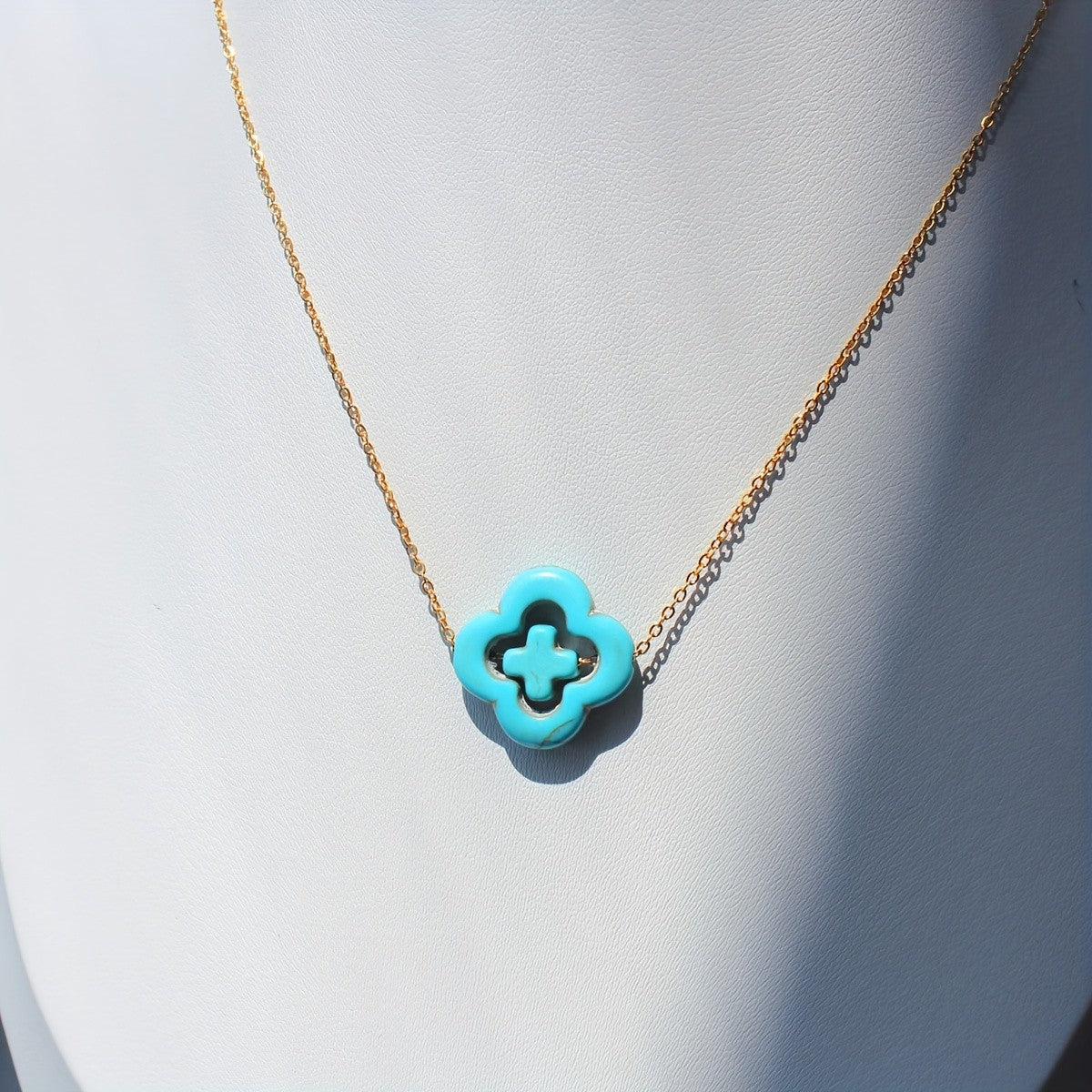 Turquoise Cross Clover Necklace