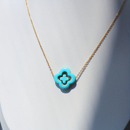 Turquoise Cross Clover Necklace