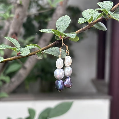 Three-Tone Freshwater Pearl Drop Earrings