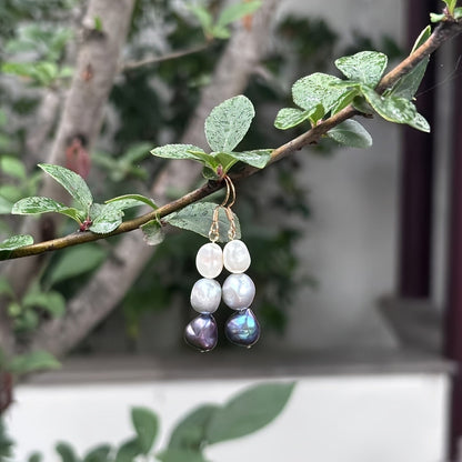Three-Tone Freshwater Pearl Drop Earrings