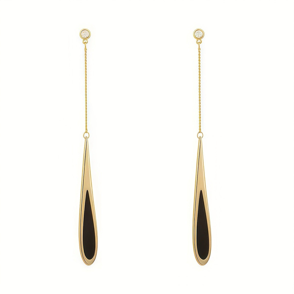 Black Teardrop Dangle Earrings