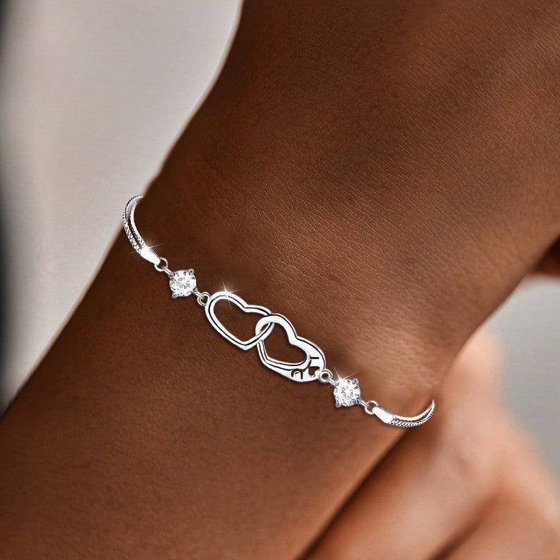 Interlocking Heart Crystal Bracelet