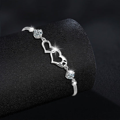 Interlocking Heart Crystal Bracelet