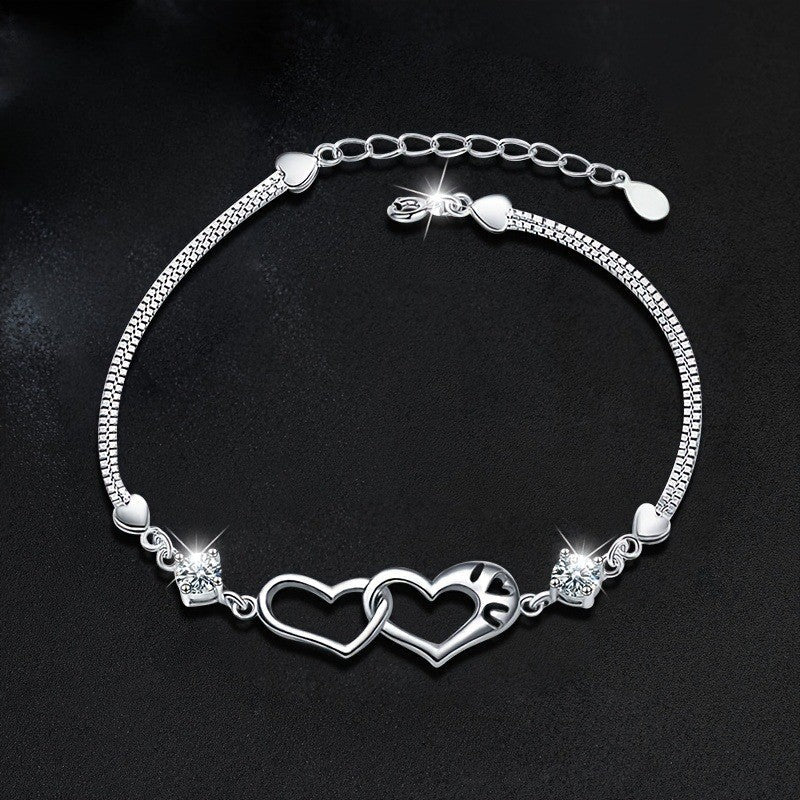 Interlocking Heart Crystal Bracelet