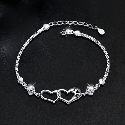 Interlocking Heart Crystal Bracelet