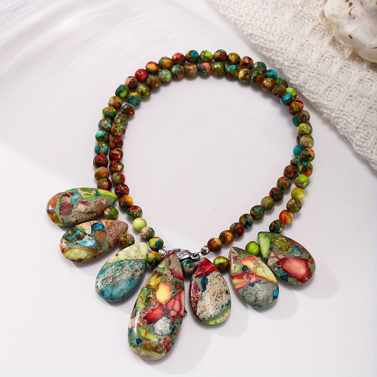 Colorful Mosaic Pebble Necklace