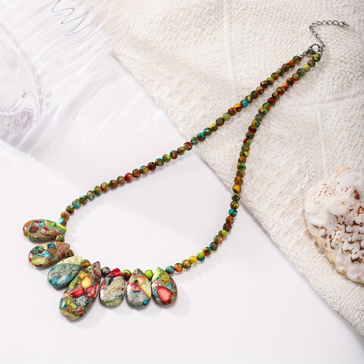 Colorful Mosaic Pebble Necklace