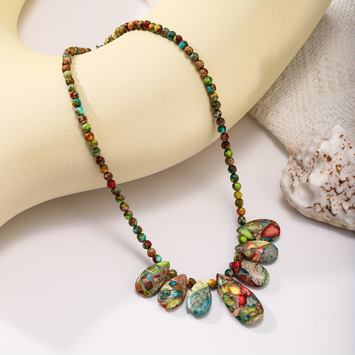 Colorful Mosaic Pebble Necklace