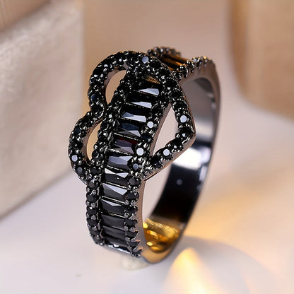Black Zircon Heart Ring