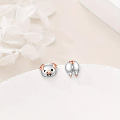 Winking Pig Stud Earrings