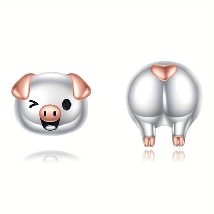 Winking Pig Stud Earrings