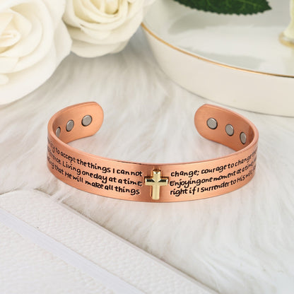 Engraved Cross Cuff Bracelet