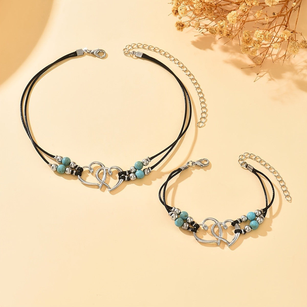 Intertwined Heart Cord Jewelry Set