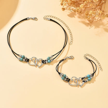 Intertwined Heart Cord Jewelry Set