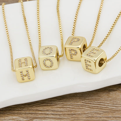 Crystal Initial Cube Necklace