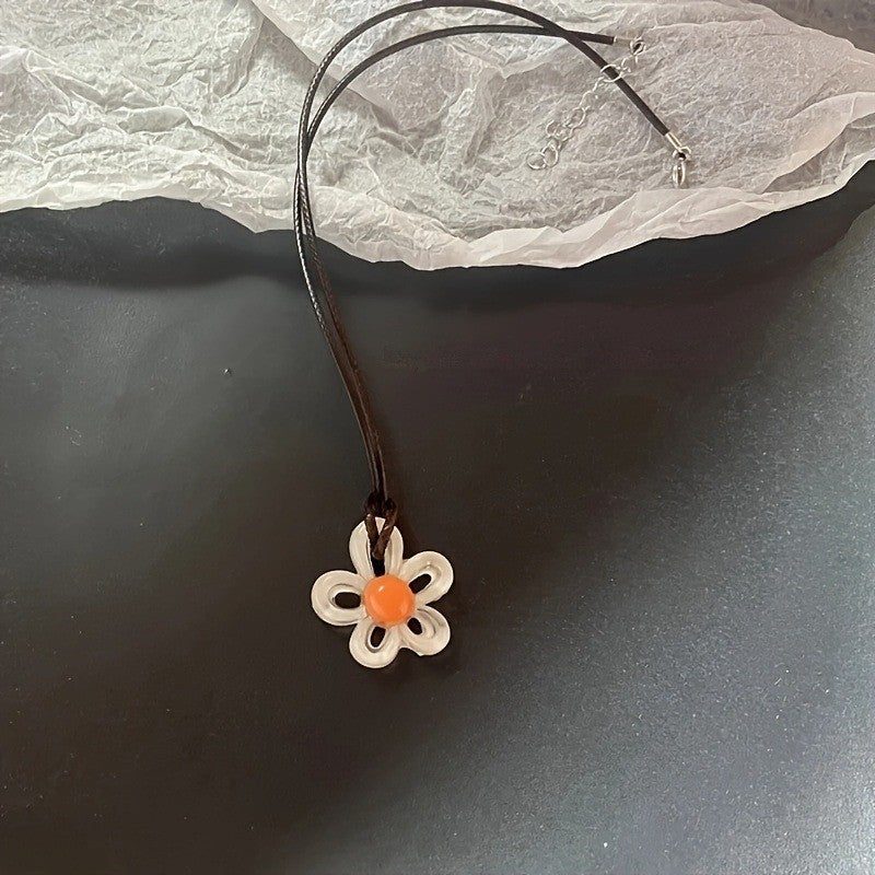 4pc Resin Flower Pendant Necklace Set