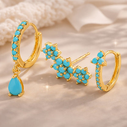 Turquoise Flower Earring Set