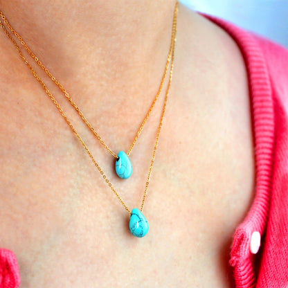 Synthetic Turquoise Teardrop Necklace