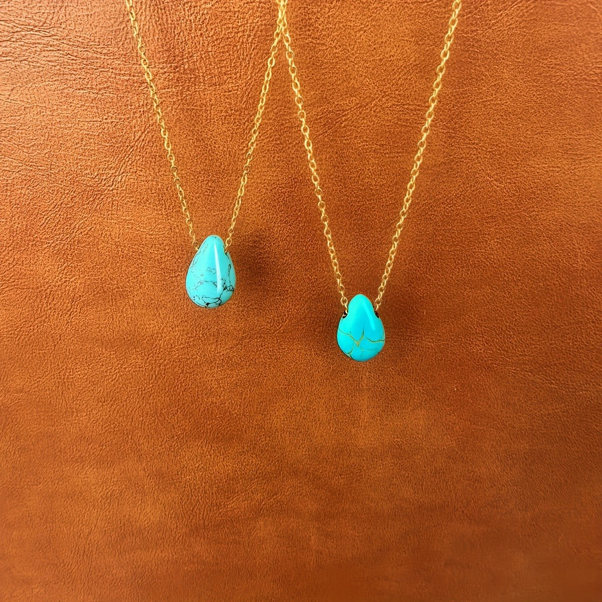 Synthetic Turquoise Teardrop Necklace