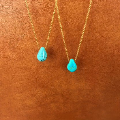 Synthetic Turquoise Teardrop Necklace