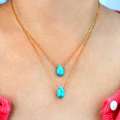 Synthetic Turquoise Teardrop Necklace