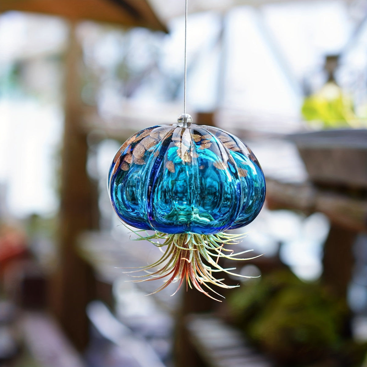 Blue Glass Jellyfish Air Plant Holder