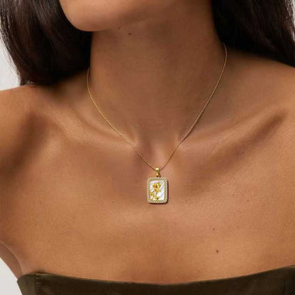Rose Crystal Rectangle Necklace