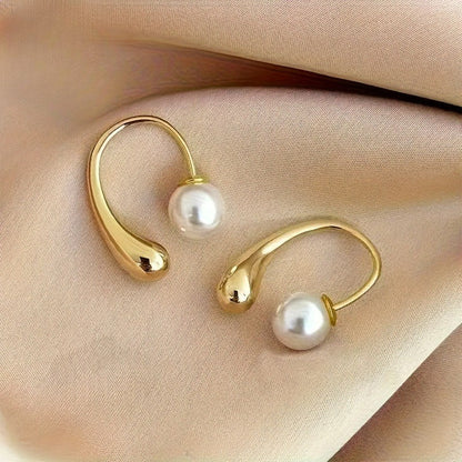 Teardrop Pearl Hoop Earrings