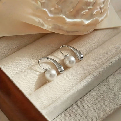Teardrop Pearl Hoop Earrings