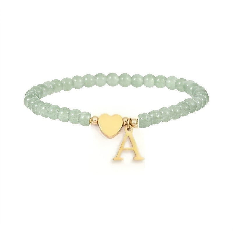 Green Crystal Initial Heart Bracelet
