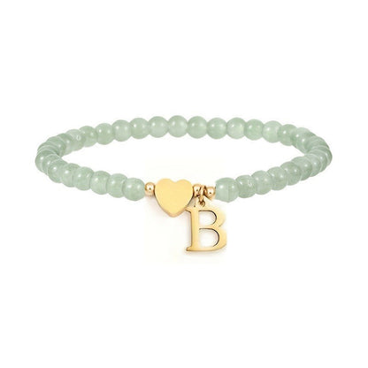Green Crystal Initial Heart Bracelet