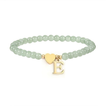 Green Crystal Initial Heart Bracelet