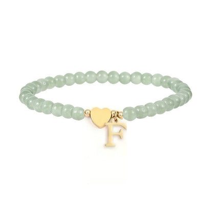 Green Crystal Initial Heart Bracelet