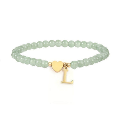 Green Crystal Initial Heart Bracelet