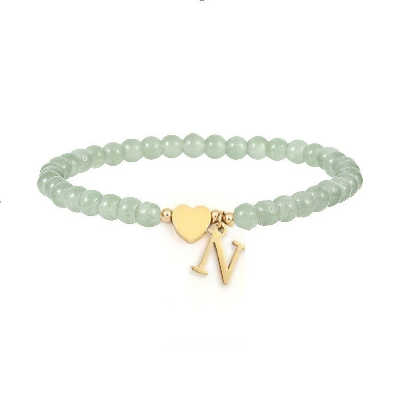 Green Crystal Initial Heart Bracelet