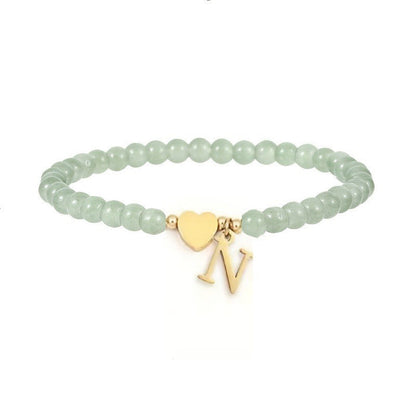 Green Crystal Initial Heart Bracelet