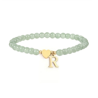 Green Crystal Initial Heart Bracelet
