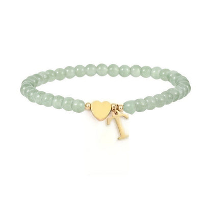 Green Crystal Initial Heart Bracelet
