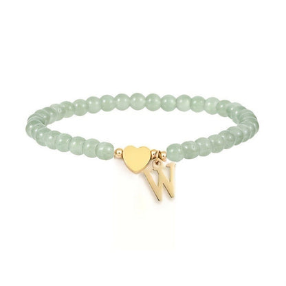 Green Crystal Initial Heart Bracelet