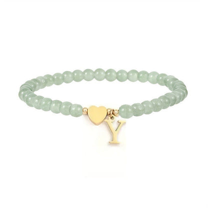 Green Crystal Initial Heart Bracelet