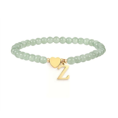 Green Crystal Initial Heart Bracelet