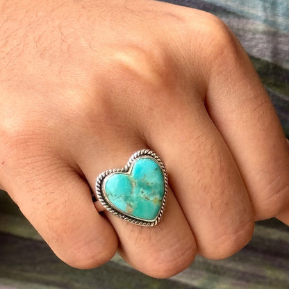 Turquoise Heart Rope Ring