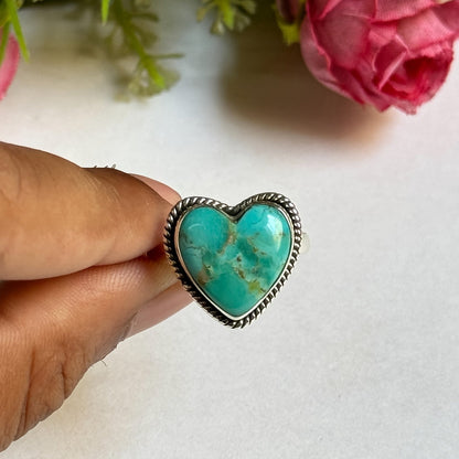 Turquoise Heart Rope Ring