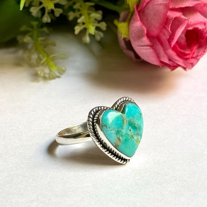 Turquoise Heart Rope Ring