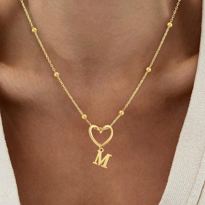 Open Heart Initial Necklace