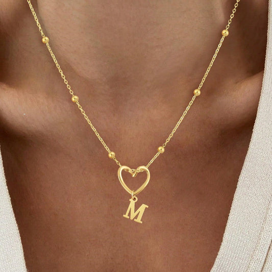 Open Heart Initial Necklace