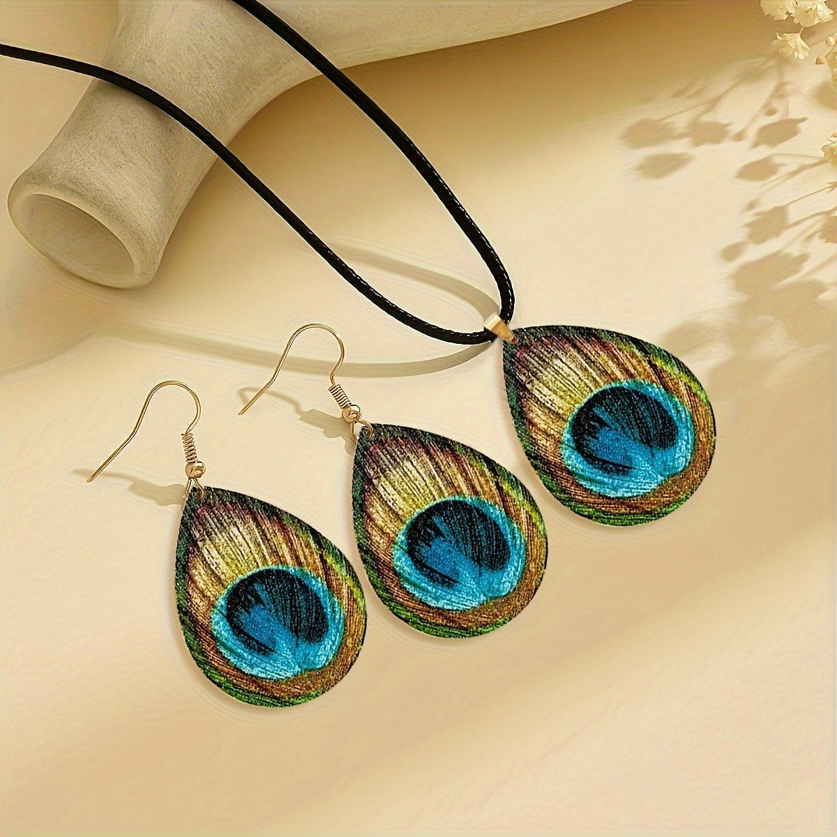 Peacock Eye Teardrop Jewelry Set