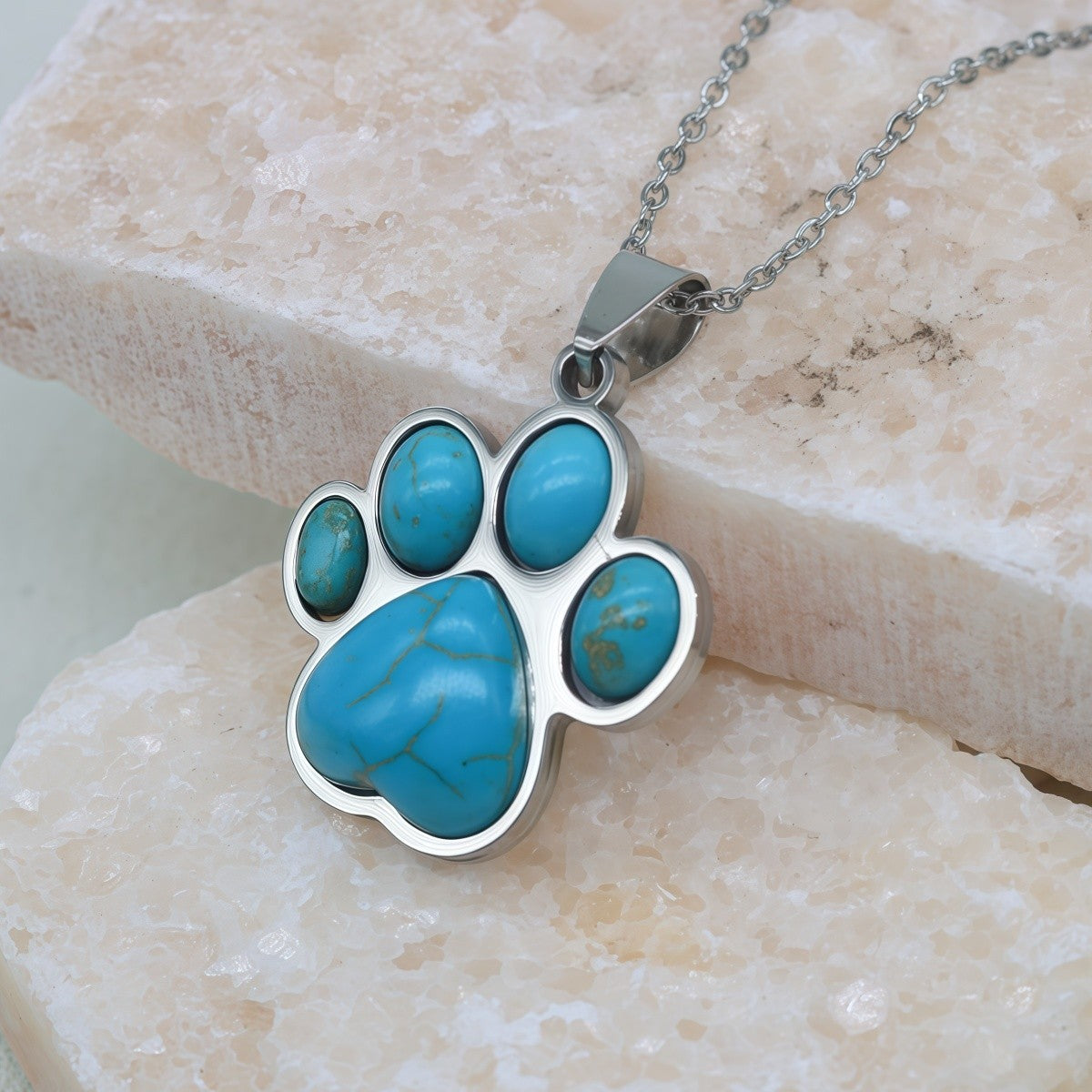 Turquoise Paw Print Necklace